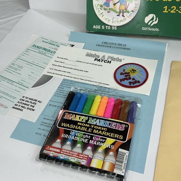Original Girl Scout Make A Plate Kit Troop Arts & Crafts Patch Markers - Picture 6 of 13